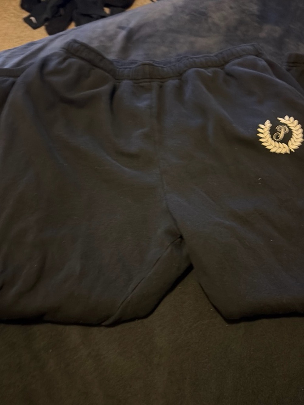 Kids Black Sweatpants with Laurel Wreath Patch